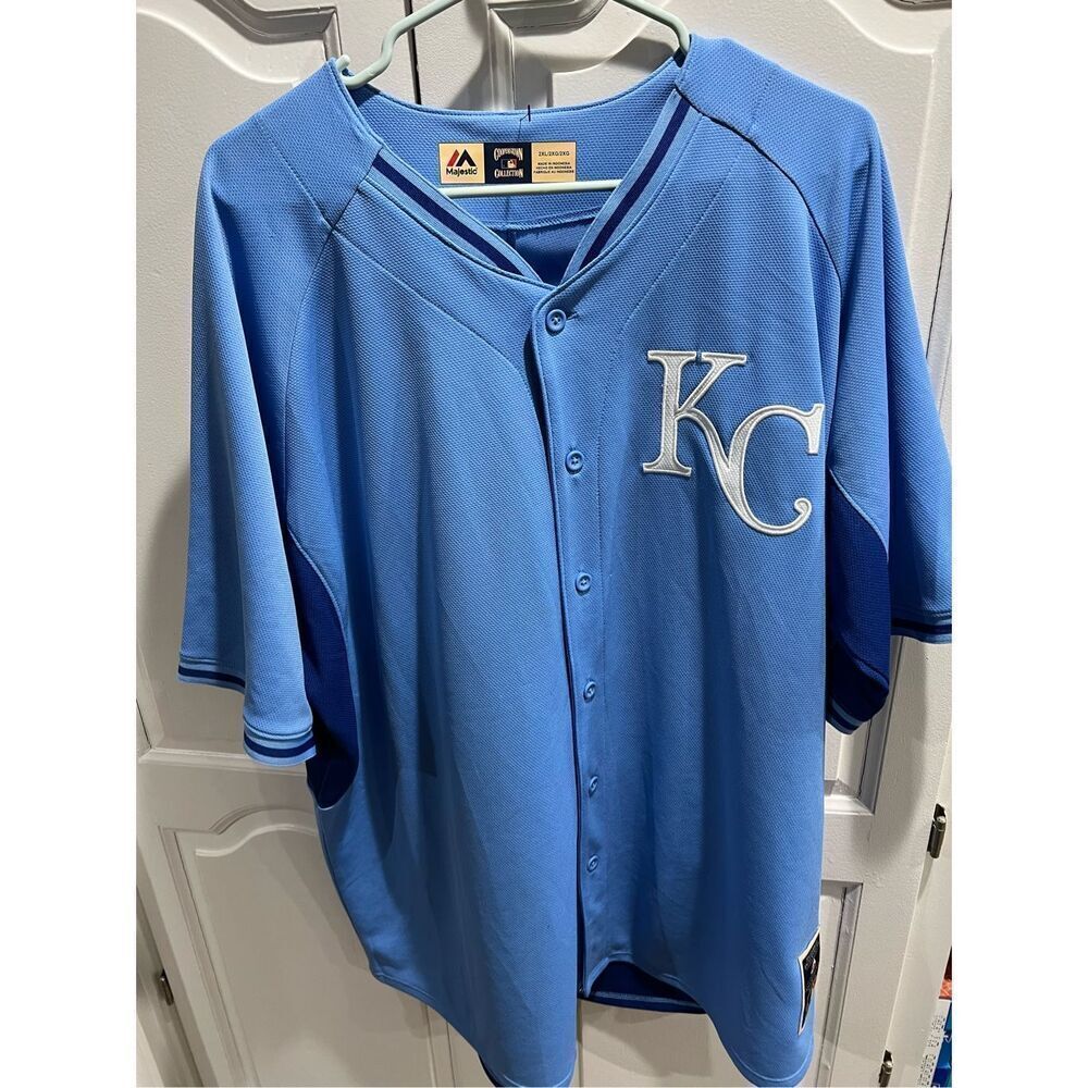 MLB KANSAS CITY ROYALS MAJESTIC COOPERTOWN COLLECTION JERSEY SIZE 2XL. HTF